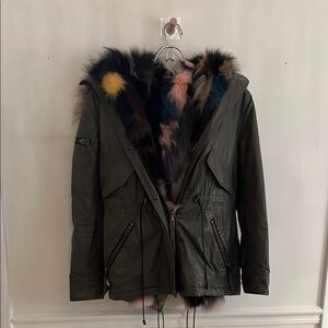 SAM 2 in 1 Multicolor Fur-Lined Hooded Jacket